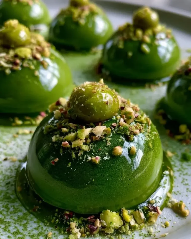 Stunning Emerald Matcha Pistachio Praline Domes