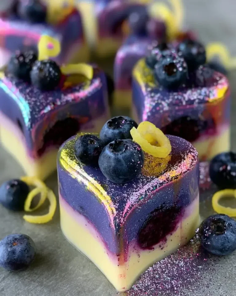 Lemon Blueberry Silk Hearts with Crystal Mirror Finish
