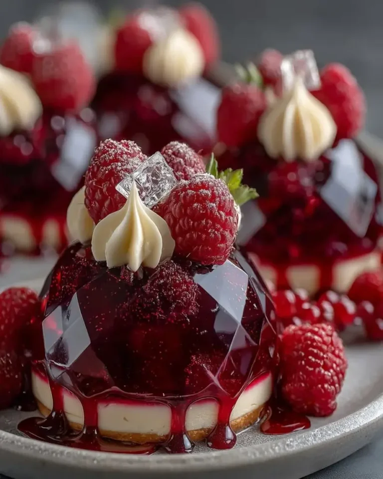 Diamond Raspberry Cheesecake Domes with Crystal Glaze