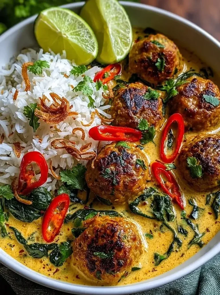 Easy Tropical Coconut Curry Chicken Meatball Bowl