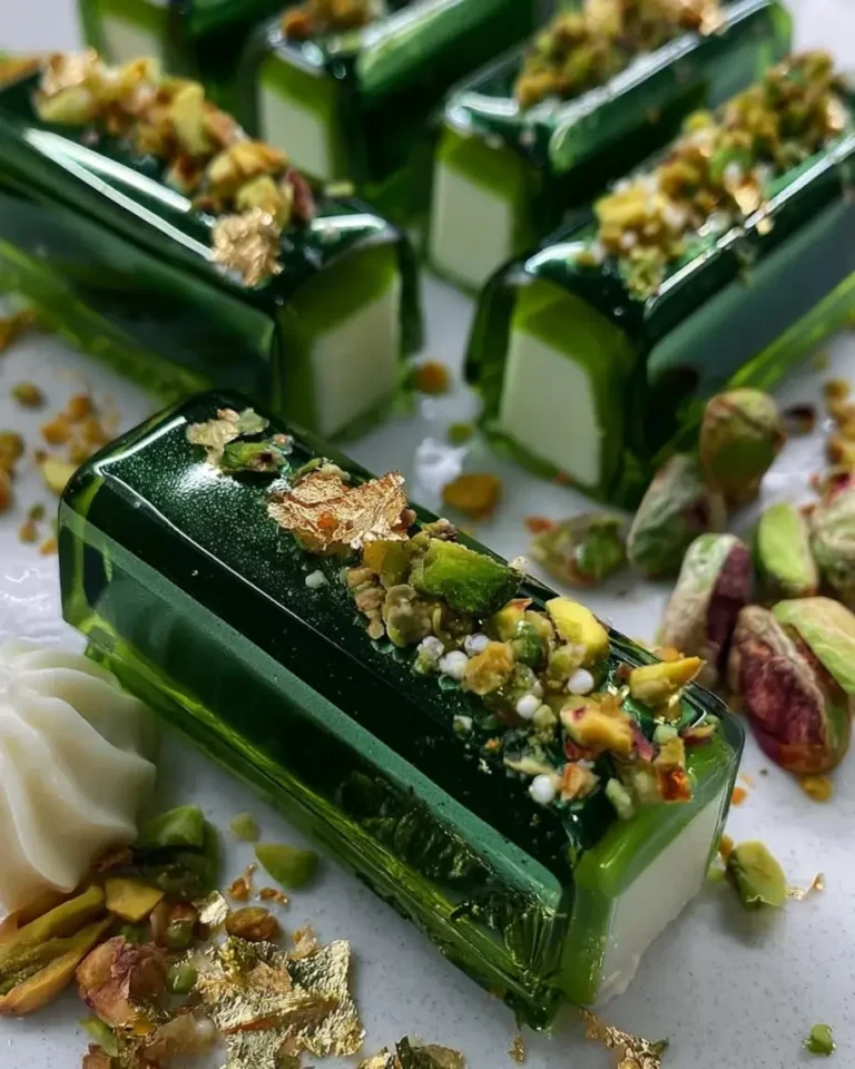 Jewel-Like Emerald Pistachio White Chocolate Prisms