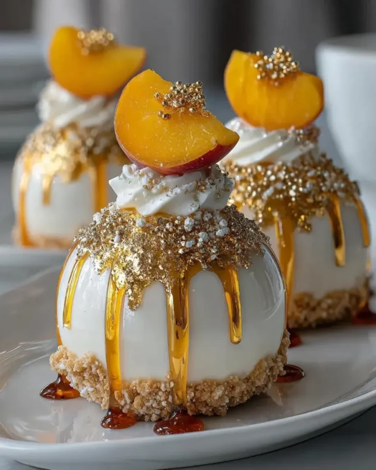 Golden Peach Vanilla Silk Bombs with Champagne Glaze