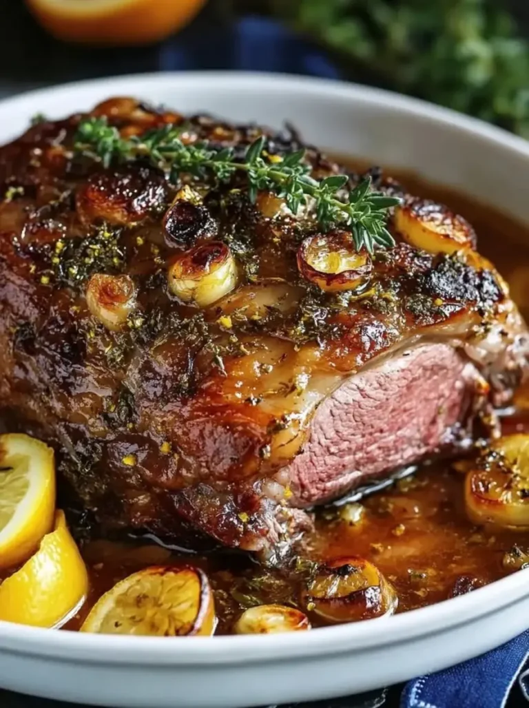 Mediterranean Lemon-Garlic Lamb Shoulder with Golden Herb Crust
