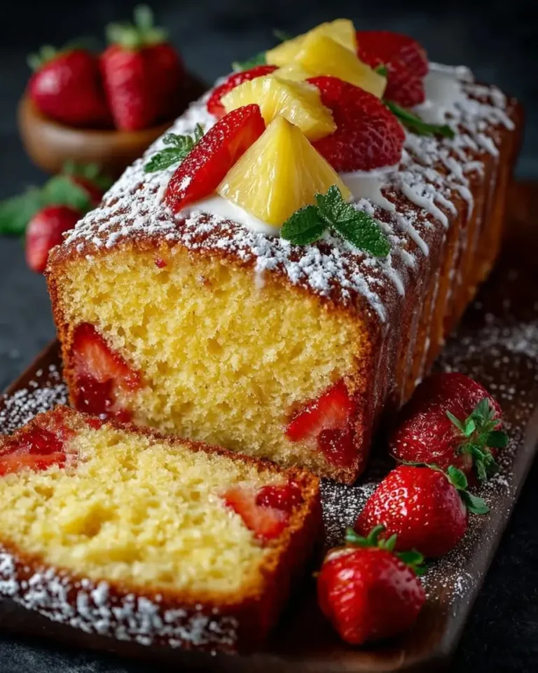 Strawberry Pineapple Pound Cake with Glaze