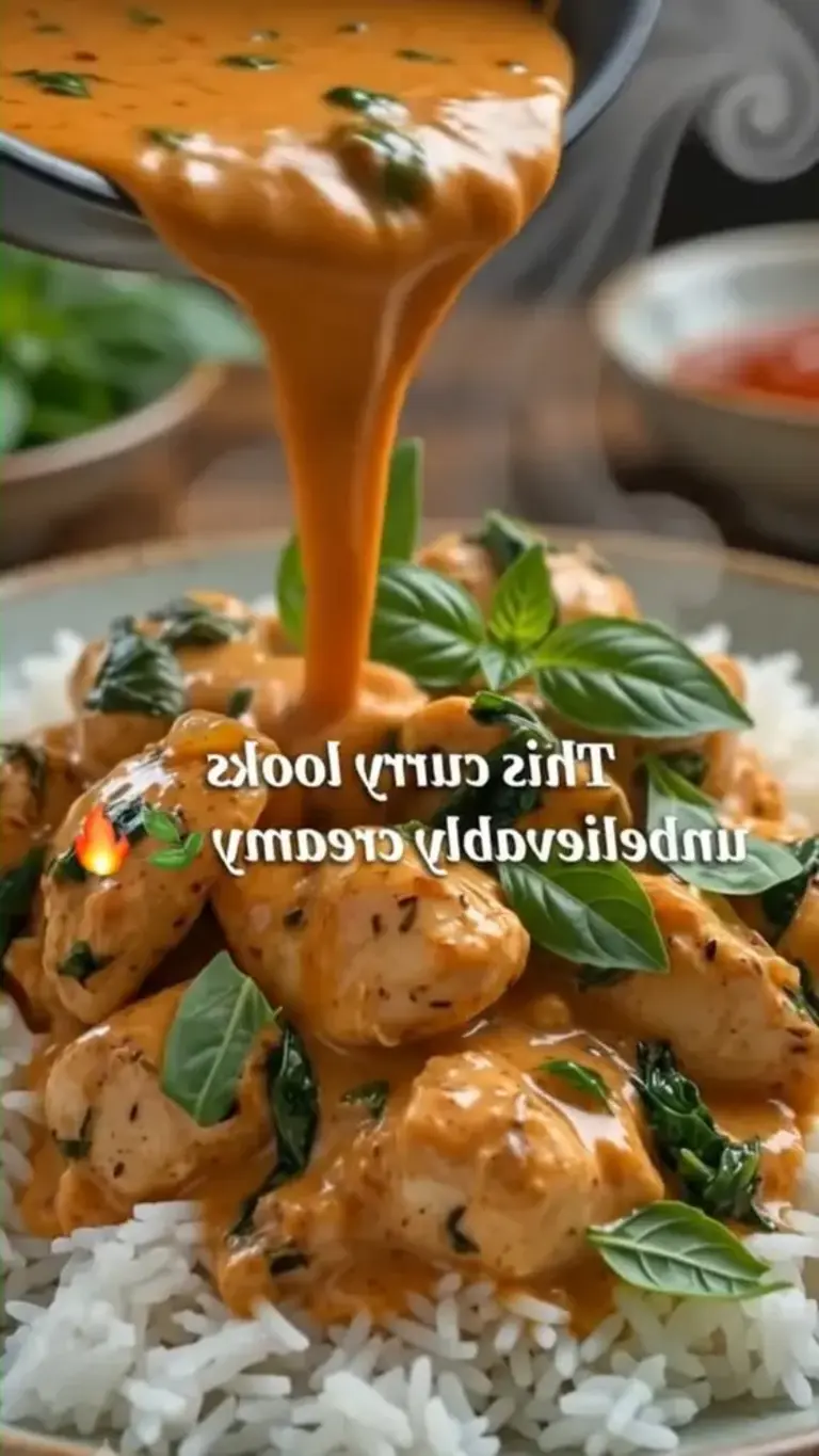 Easy Creamy Coconut Curry Chicken with Fresh Basil