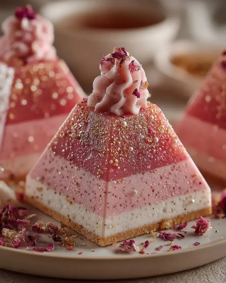 Pink Guava Rose Mirror Pyramids with Vanilla Mousse