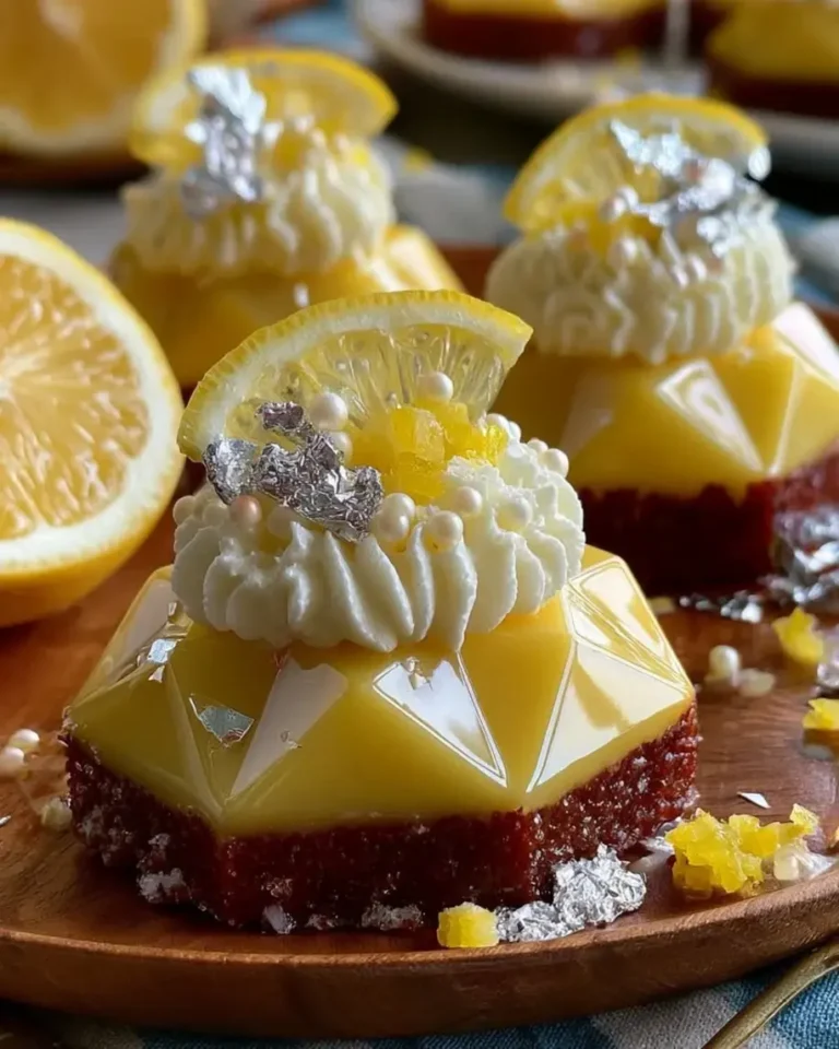 Lemon Vanilla Diamond Jewels Mirror Glaze Dessert