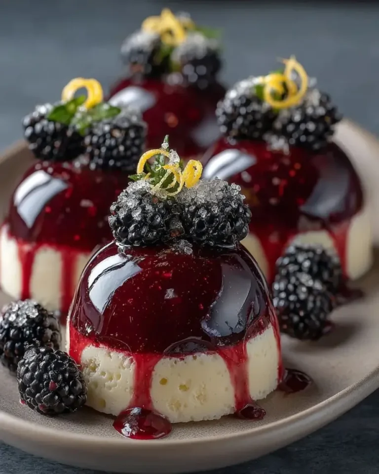 Blackberry Lemon Quartz Domes with Cheesecake Core