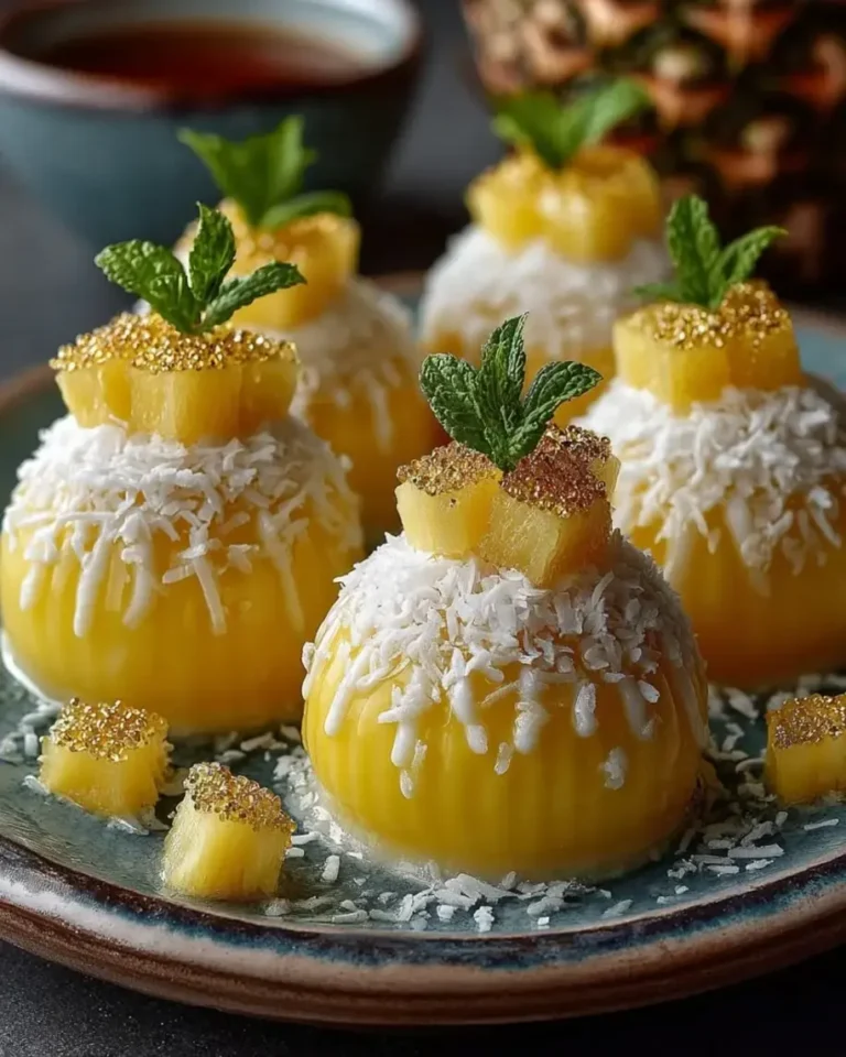 Golden Pineapple Vanilla Crystal Bombs with Coconut Core