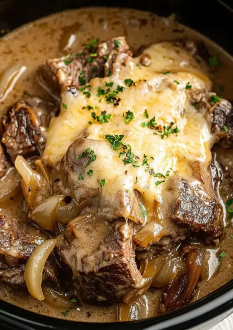 Gruyère-Crowned French Onion Beef Roast with Rich Gravy