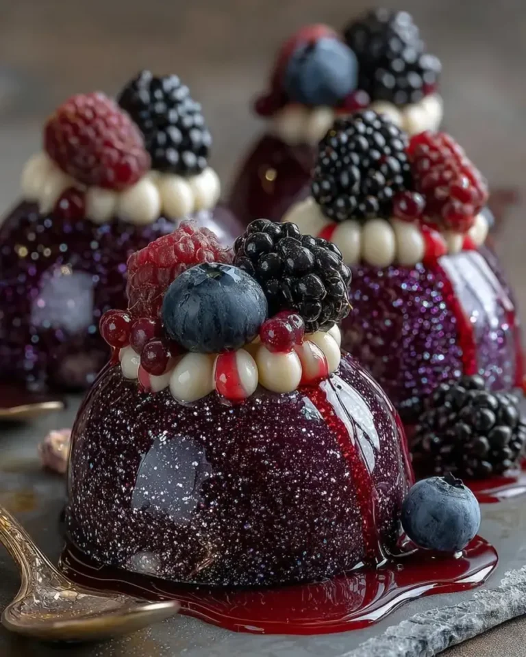 Blackberry Rosewater Velvet Domes with White Chocolate Core