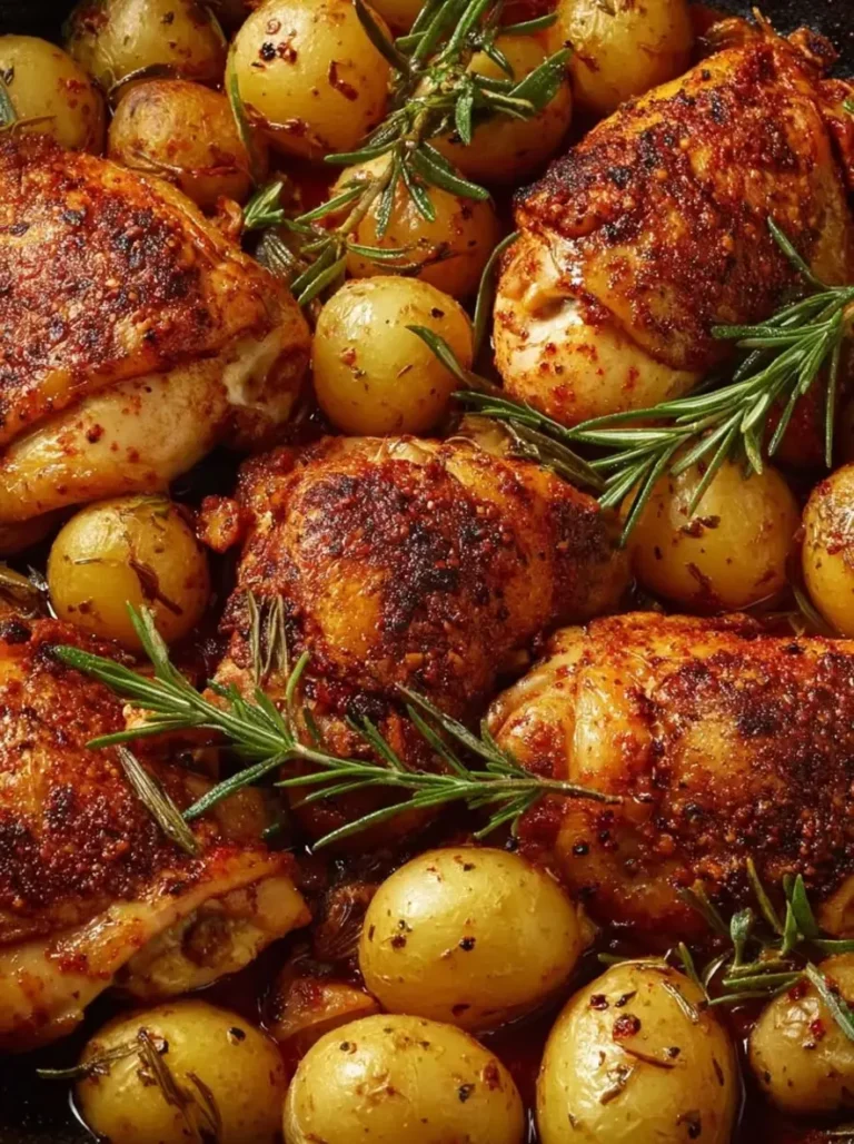 Golden Herb-Crusted Chicken with Rosemary Potatoes