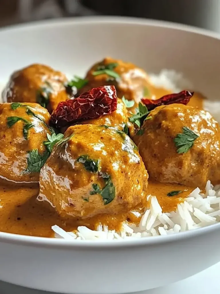 Creamy Golden Coconut Curry Meatballs with Spinach