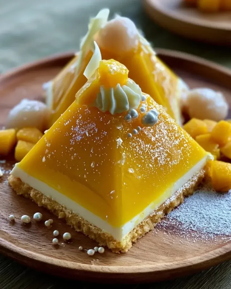 Tropical Mango Lychee Crystal Pyramids with Cream