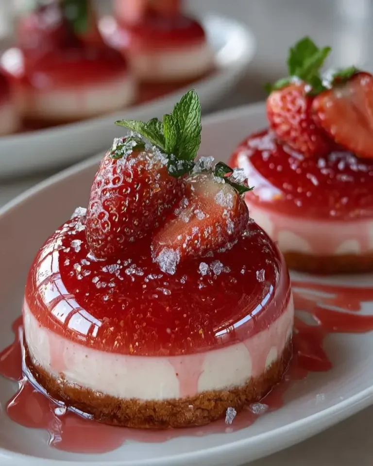 Strawberry Prism Cheesecake Domes with Vanilla Core