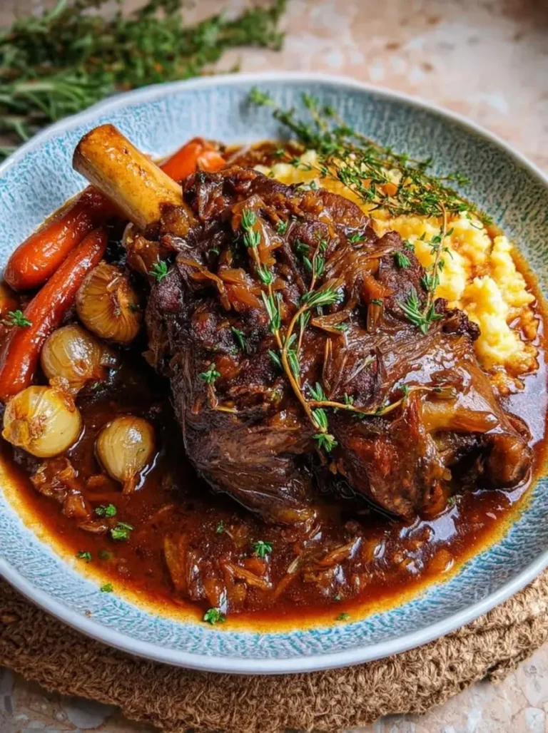 Tender Fall-Apart Lamb Shank in Red Wine Rosemary Jus