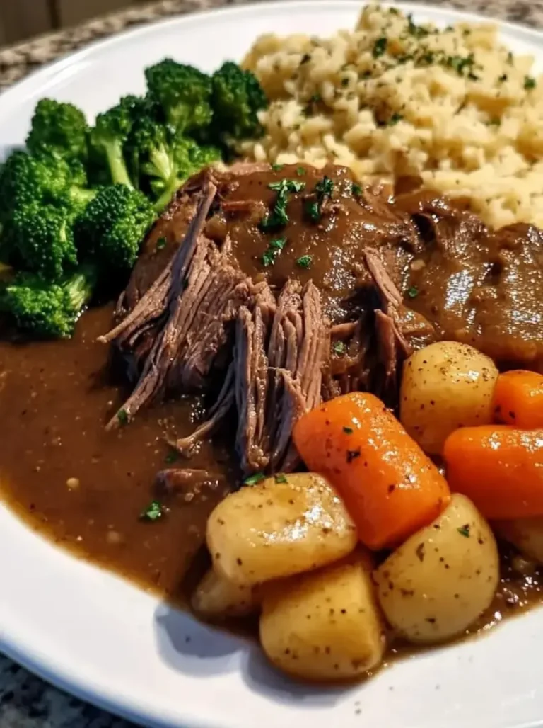 Hearty Slow-Braised Pot Roast with Rustic Vegetables