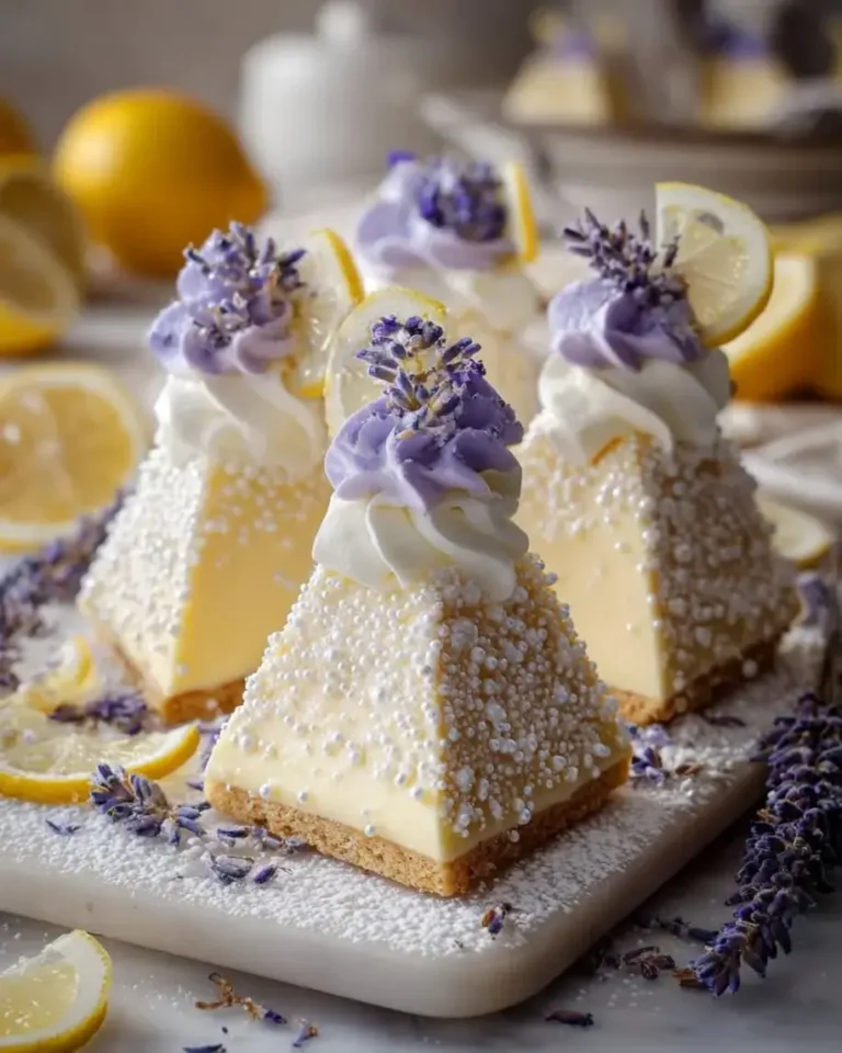 Lemon Lavender Velvet Pyramids with Pearl Mirror Finish