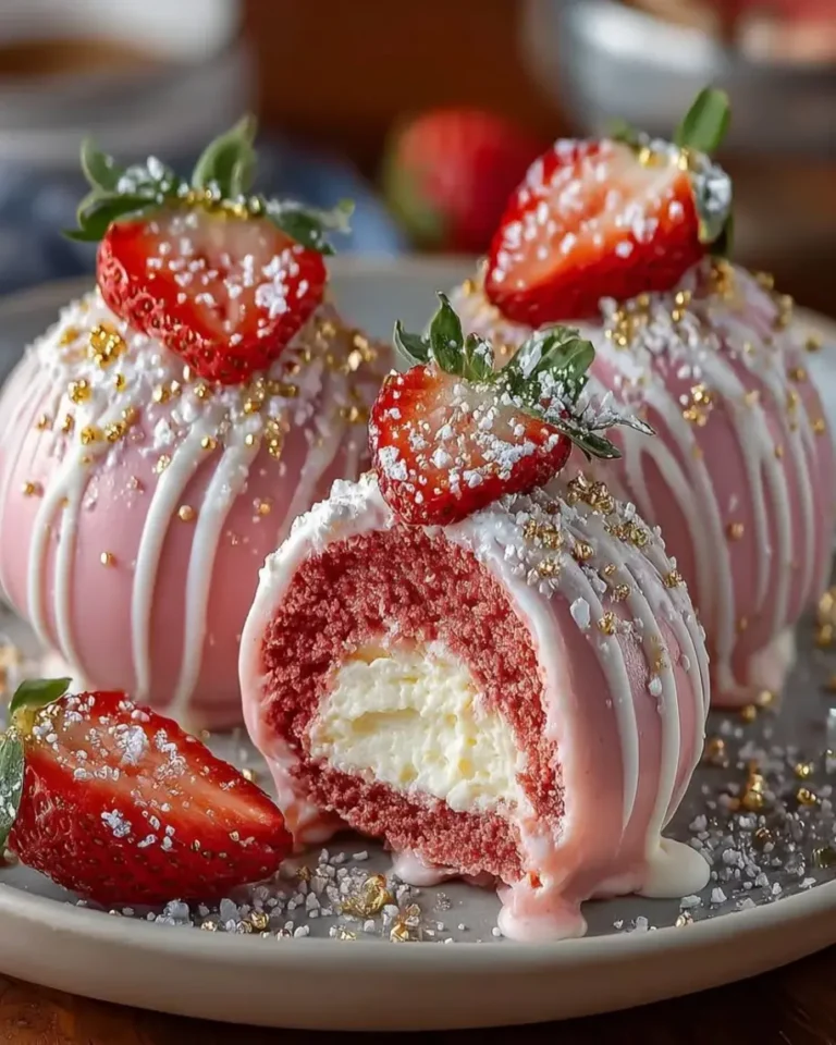Strawberry Lemon Velvet Bombs with Crystal Mirror Finish