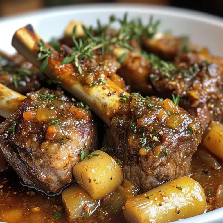 Slow-Braised Red Wine Lamb Shanks with Rosemary Gravy