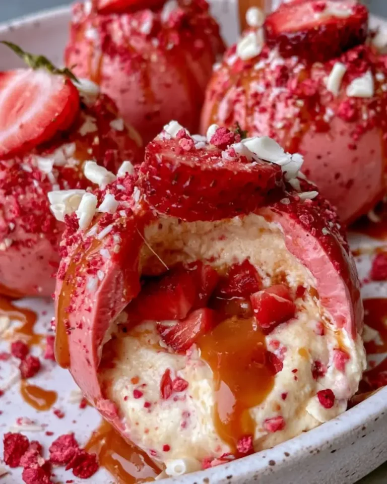 Strawberry Caramel Cheesecake Explosion Bombs