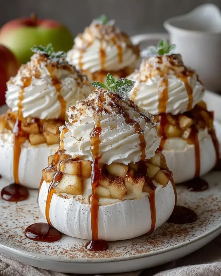 Foolproof Caramelized Apple Cinnamon Pavlova Bombs