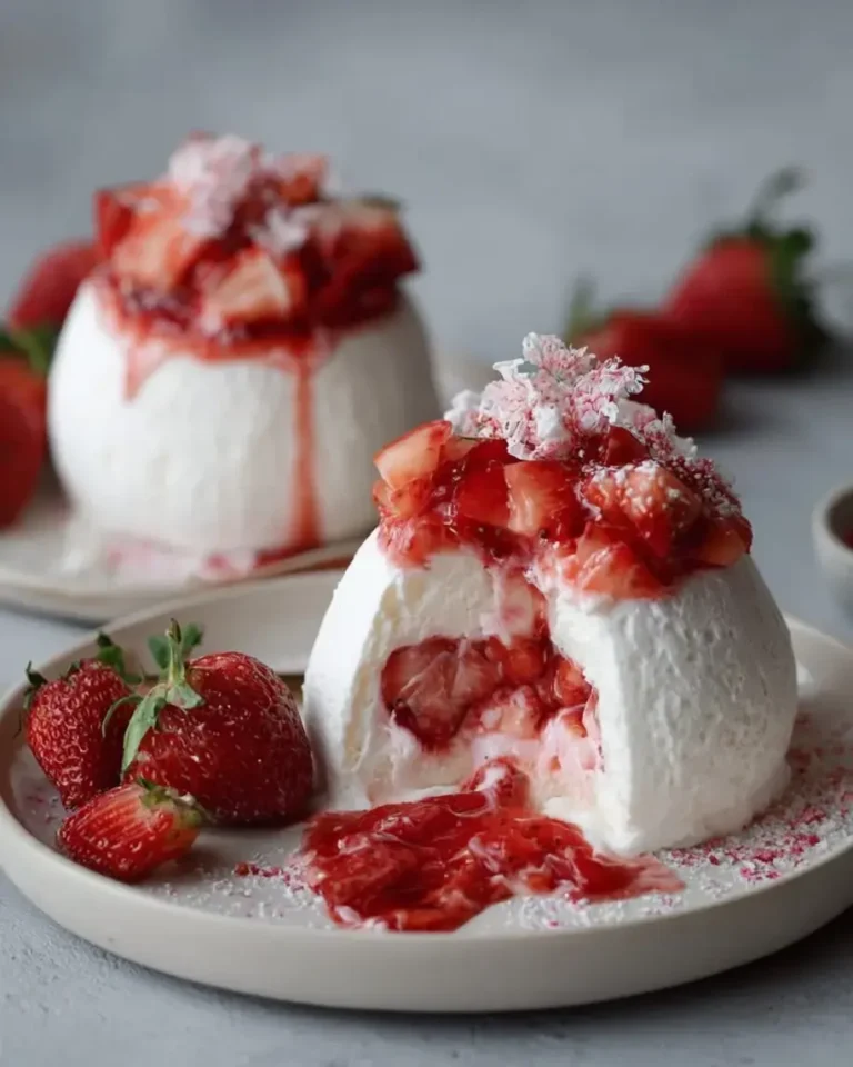 Strawberry Lava Cheesecake Cloud Bombs with Molten Center