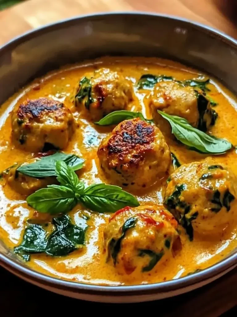 Tender Thai Chicken Meatballs in Coconut Curry
