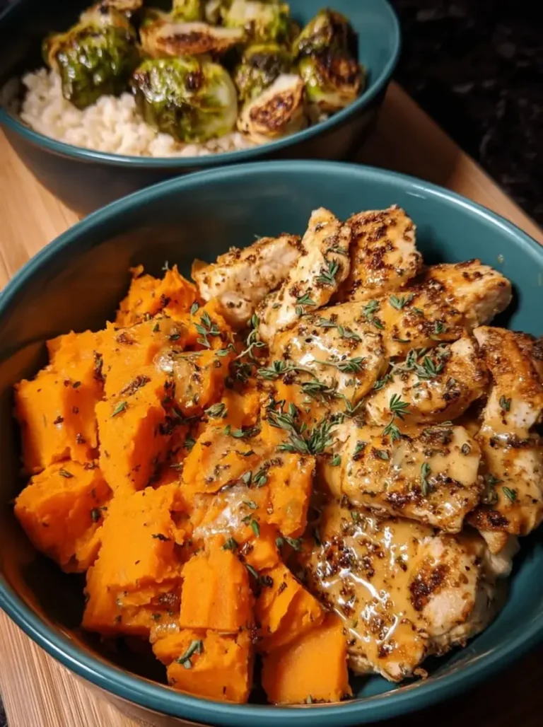 Easy Maple Dijon Chicken and Sweet Potato Bowls