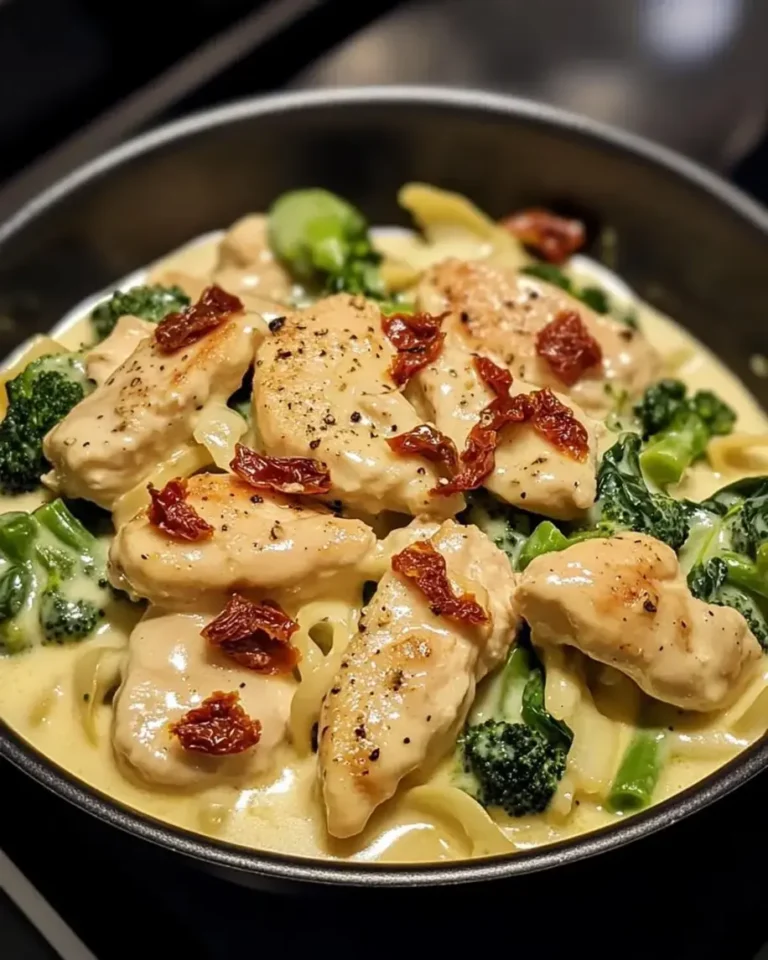 One-Pot Creamy Garlic Butter Chicken Broccoli Alfredo