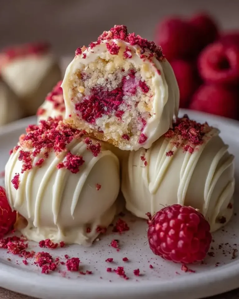 Creamy No-Bake White Chocolate Raspberry Crunch Bombs
