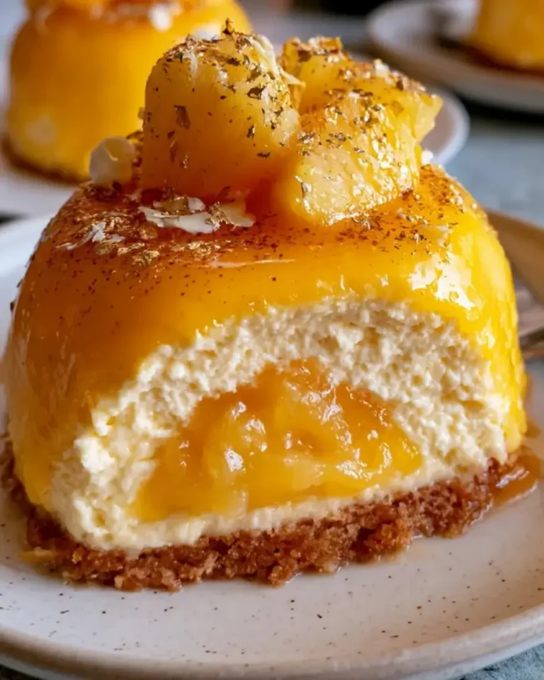 Golden Pineapple Cheesecake Domes with Creamy Surprise Core