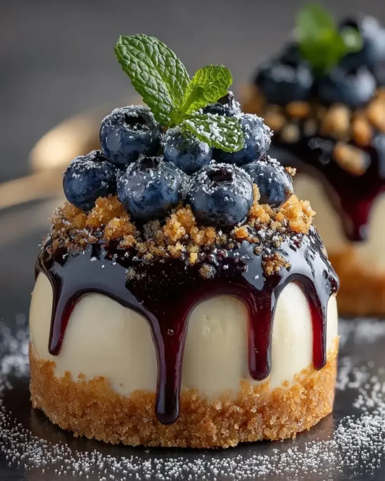 Easy No-Bake Blueberry Cheesecake Crumble Domes