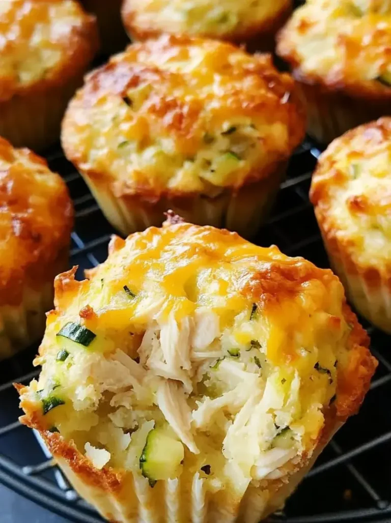 Savory Golden Cheddar Chicken Zucchini Breakfast Muffins