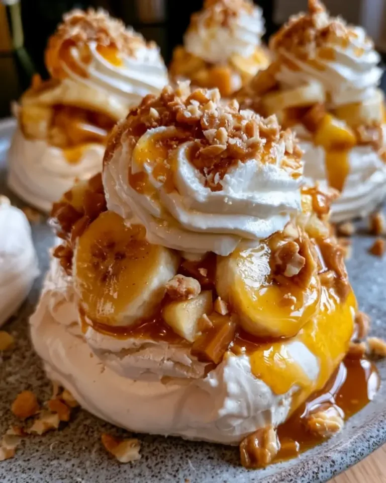 Decadent Banana Toffee Cream Pavlova Bombs Recipe