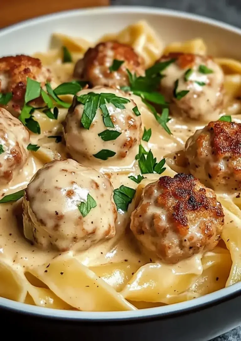 Creamy Ranch Chicken Bacon Meatballs with Parmesan Pasta