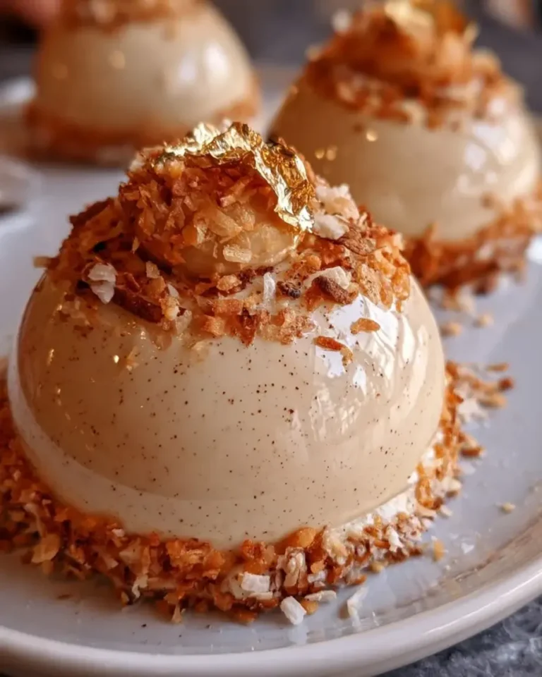 Show-Stopping Toasted Coconut Vanilla Mirror Domes