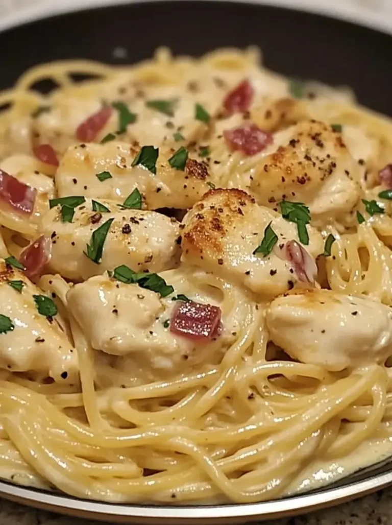 Creamy Garlic Chicken Carbonara Skillet You’ll Love