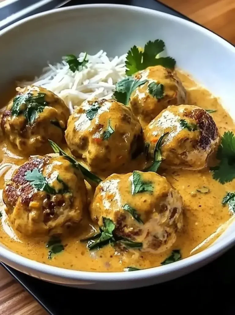 Thai Chicken Meatballs in Silky Coconut Curry Sauce