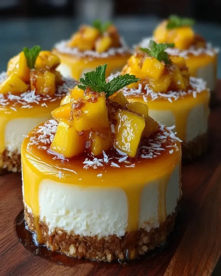 Best No-Bake Mango Peach Tropical Cheesecake Domes