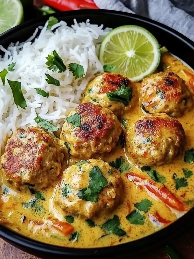 Easy Thai Red Curry Chicken Meatballs in Coconut Sauce