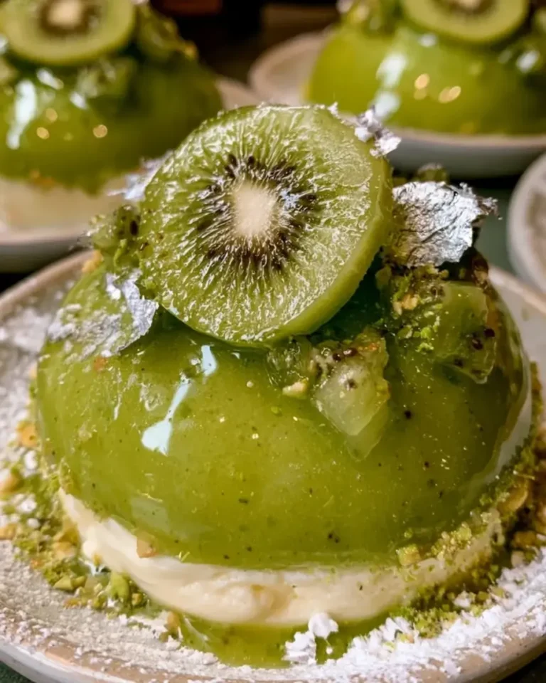 Glossy Emerald Kiwi White Chocolate Mirror Domes Recipe
