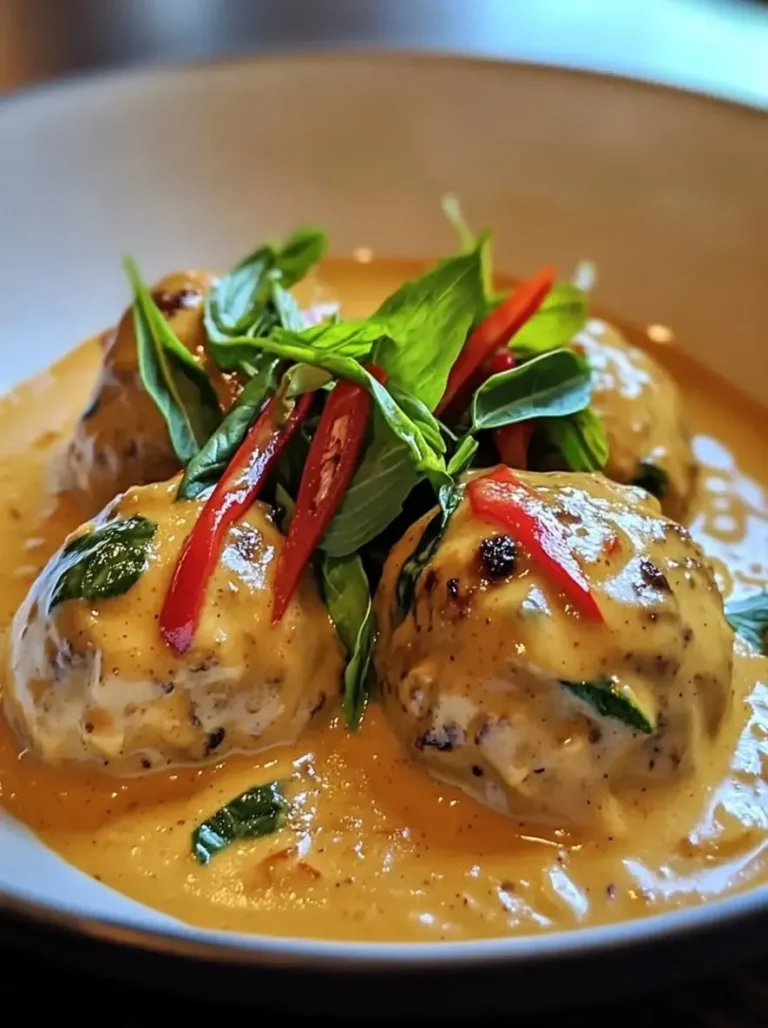 Tender Thai Chicken Meatballs in Creamy Coconut Curry