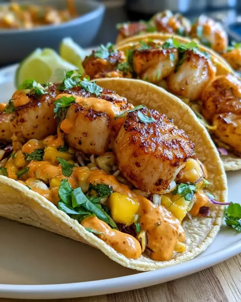 Sheet Pan Garlic Butter Scallop Tacos in 25 Minutes