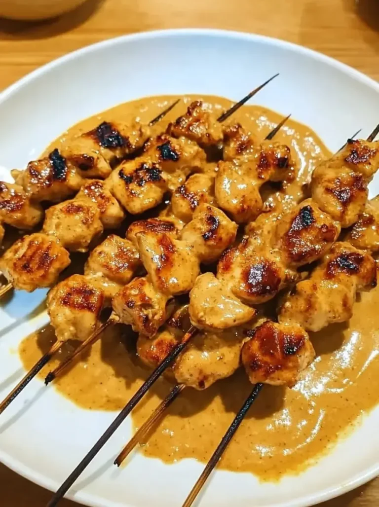 Juicy Grilled Chicken Satay with Peanut Coconut Sauce