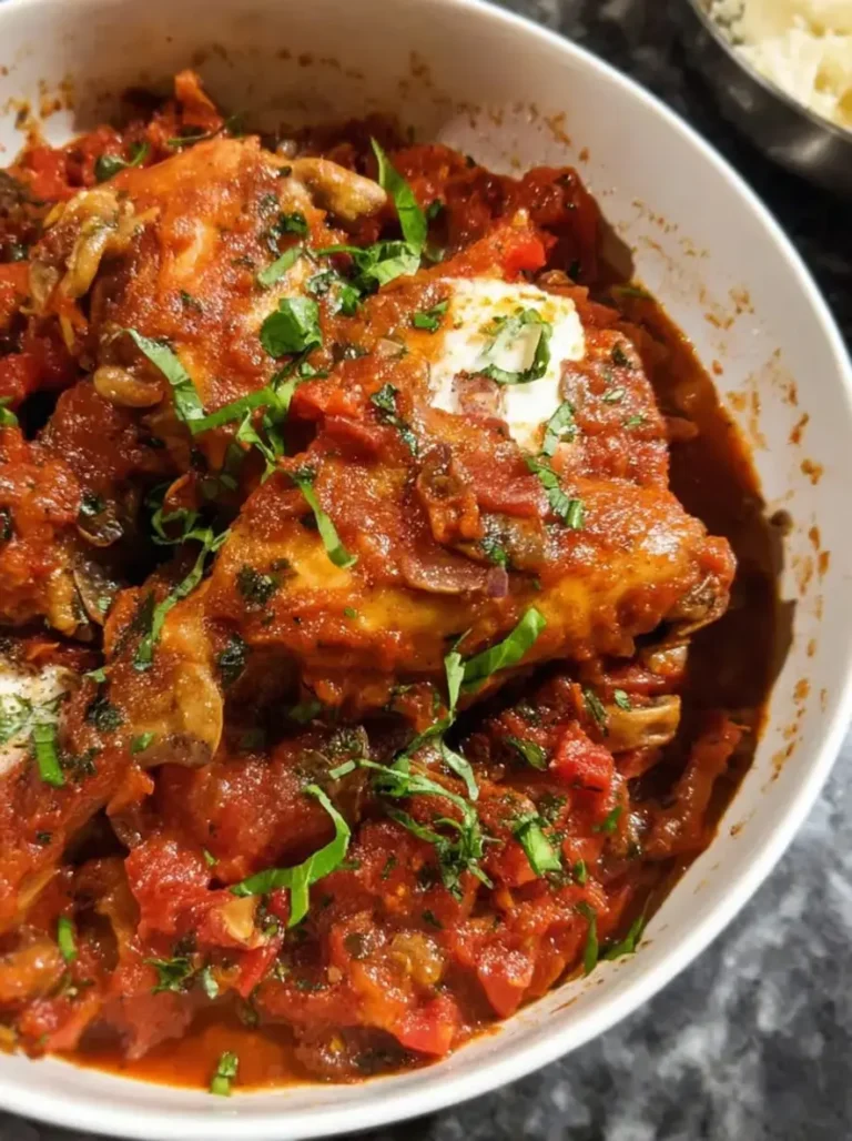 Slow-Cooked Chicken Cacciatore with Burrata & Pancetta